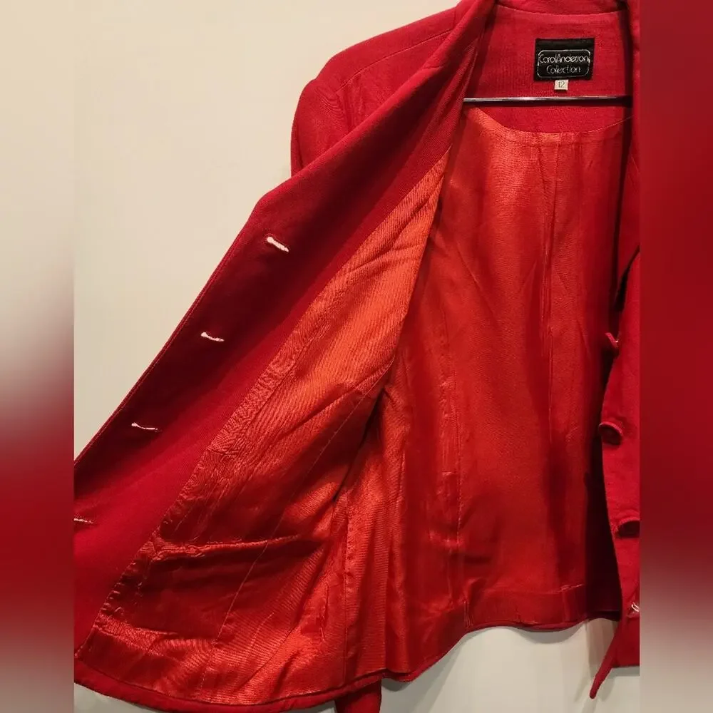 Carol‎ Anderson Red Blazer Jacket Vintage 90's Suit Jacket Women's Size 12